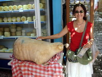 Greek food, cheese in goat skin