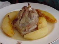 greek food, lamb roasted with potatoes
