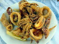 Greek food, fried kalamari