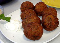 Greek food, kolokithea keftedes, fried zuccini balls