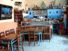 Greek Food, ouzerie in Lesvos, Greece