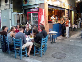 Greek food, souvlakia shop