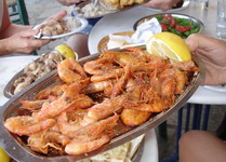 greek food, fried shrimp, garides