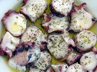 Greek food, marinated octopus