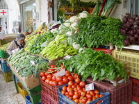 greek food, vegetables at the central market